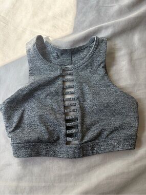 Forever 21 Gray Strappy High-Neck Crop Top